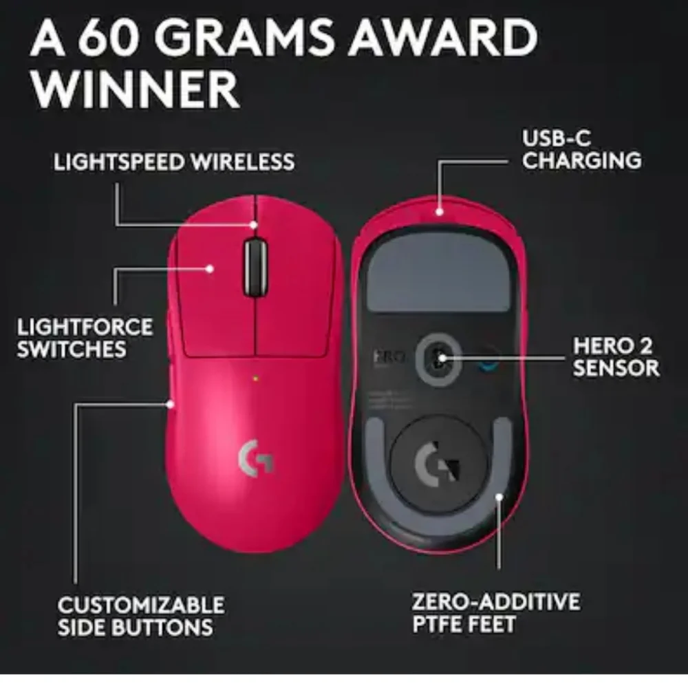 Logitech G Pro X Pink Wireless Gaming Mouse